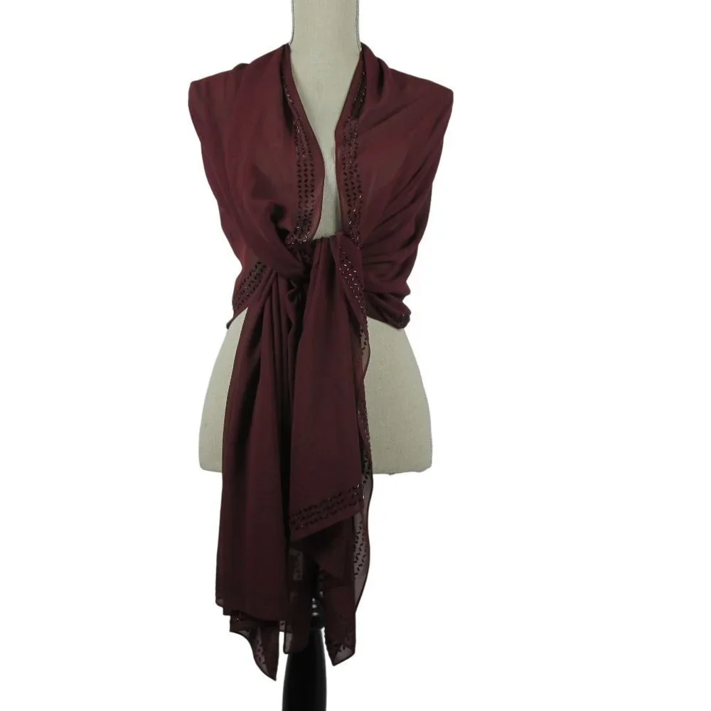 White House Black Market Wrap Scarf Sheer Embellished NEW $89 Romantic Feminine